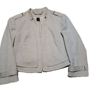 White House Black Market  Open Wicker Tweed Cropped 3/4SleeveJacketBlazer Size 2